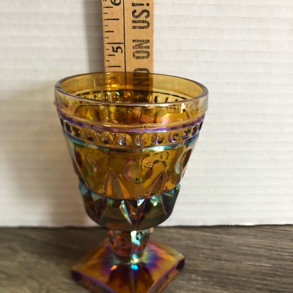 Vtg Amber Carnival Glass Goblet - Picture 6 of 8